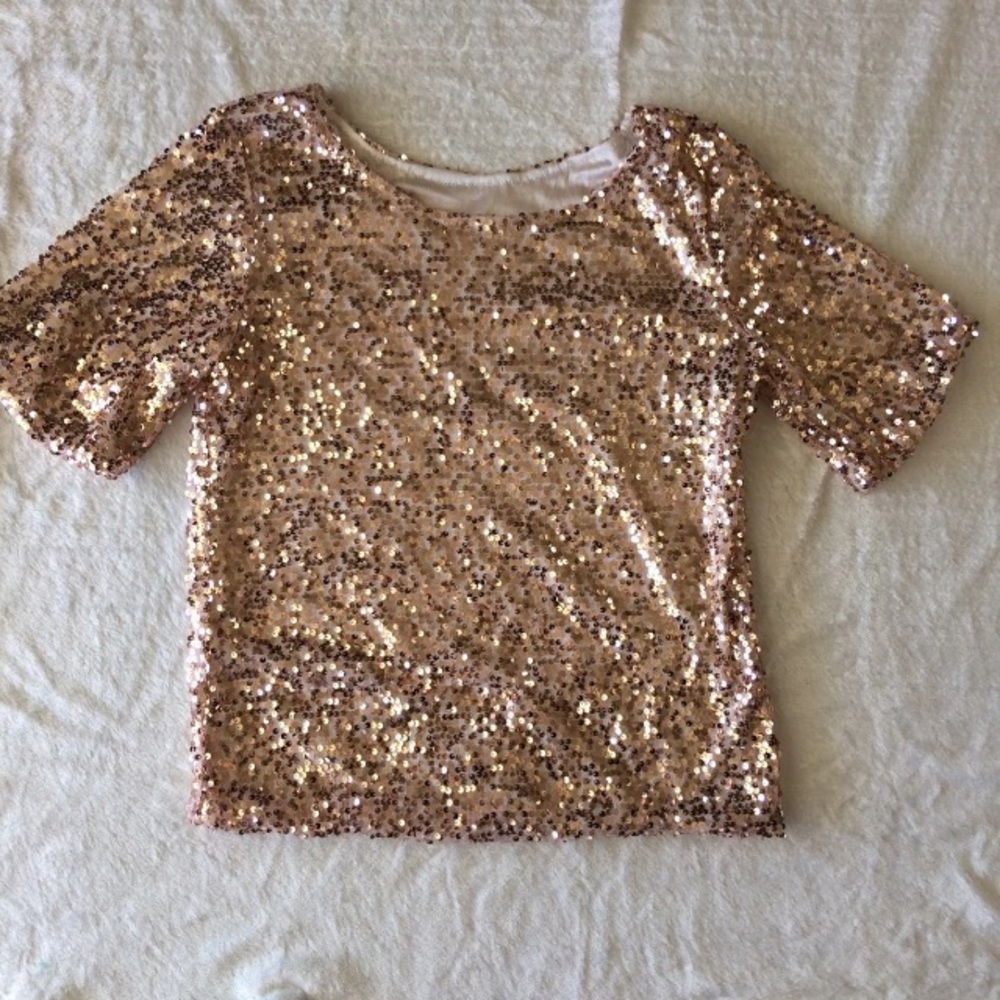 Rose gold sequin top